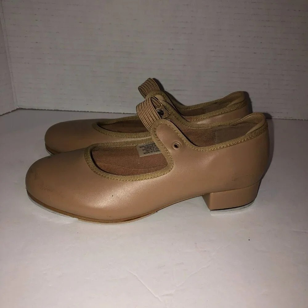 Bloch Child Size 13 Wide Beige Slip On Mary Jane Techno Tap Dance Shoes